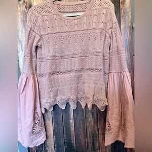 Altar'd State Ruffled Bell Sleeve Cropped sweater